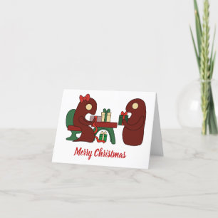Christmas gift packing monsters thank you card