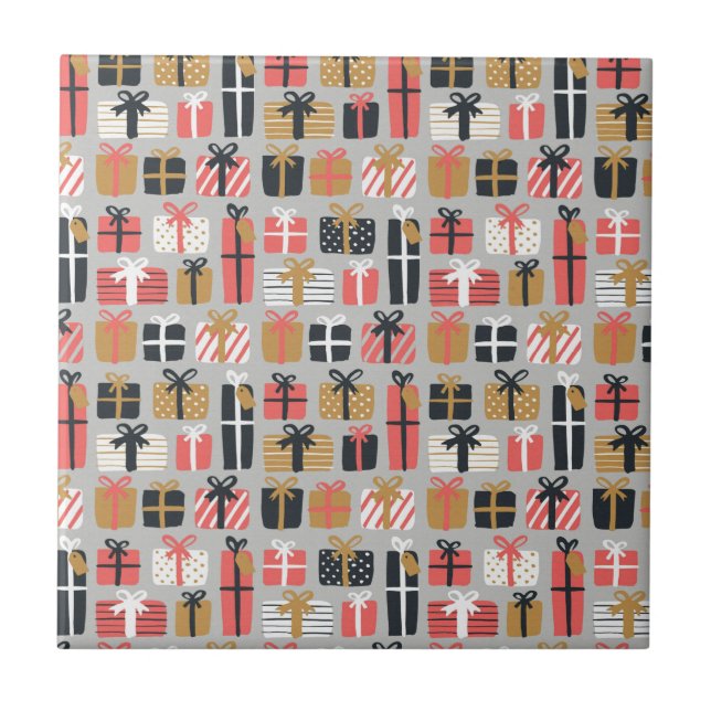 Christmas Gift Pattern Ceramic Tile (Front)