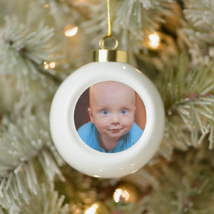 Christmas Gift Personalised Family Photo  Ceramic Ball Christmas Ornament