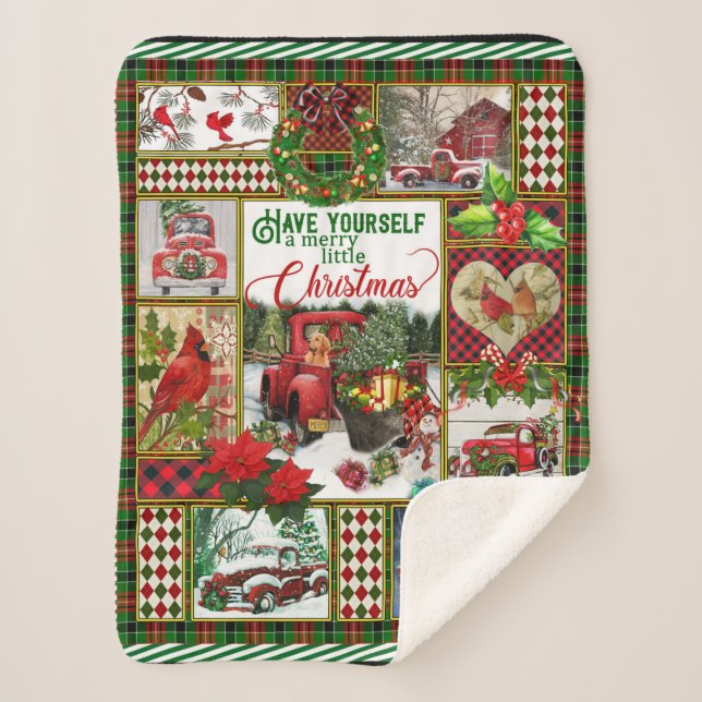 Christmas Gift Red Truck Car Christmas Blanket (Front)