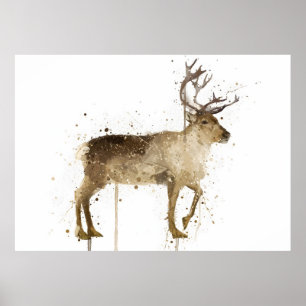 Christmas Gift Reindeer Poster