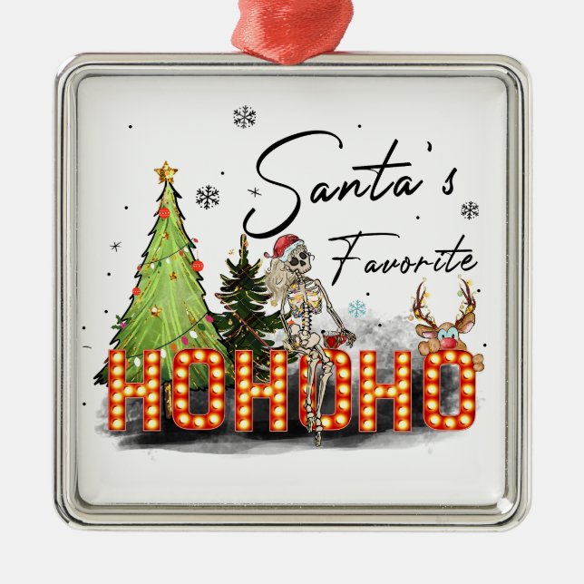 Christmas Gift Santa Favourite Ho Ho Ho Metal Ornament (Front)