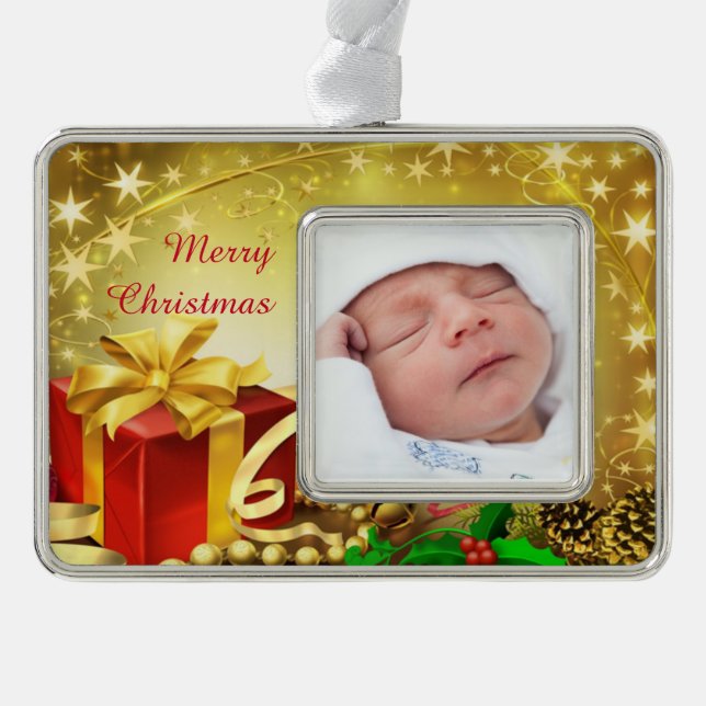 Christmas Gift Silver Plated Framed Ornament (Front)