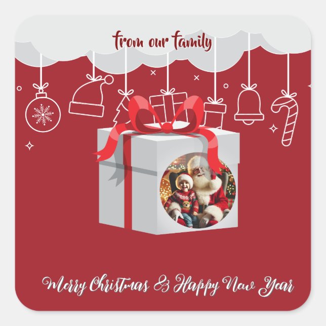 Christmas gift square sticker (Front)