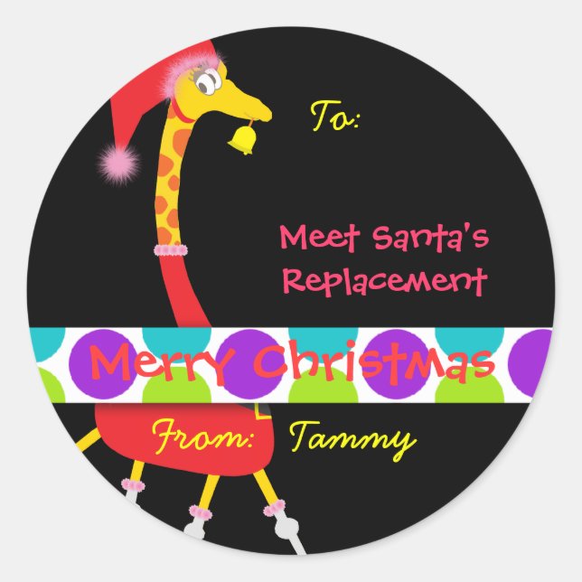 Christmas Gift Sticker (Giraffe) - Customisable (Front)