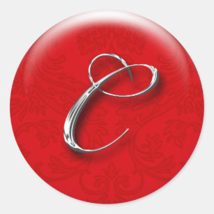Christmas Gift Sticker Red Monogram