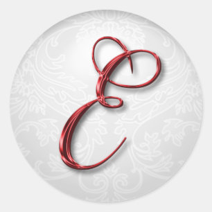 Christmas Gift Sticker Red Monogram
