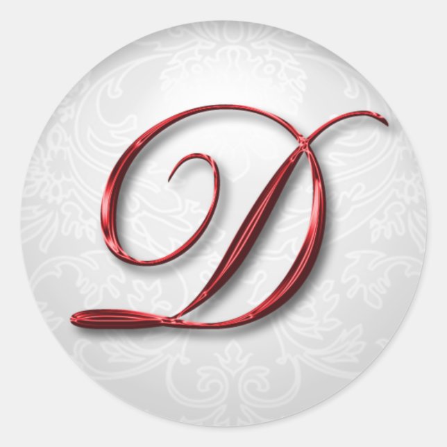Christmas Gift Sticker Red Monogram (Front)
