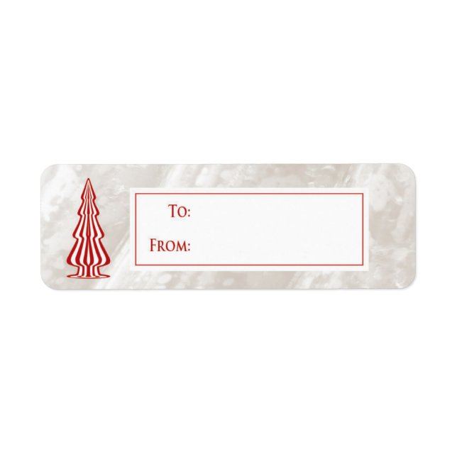 Christmas Gift sticker Red & White Tree on texture (Front)