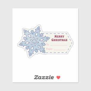 Christmas gift sticker with an iced snowflake