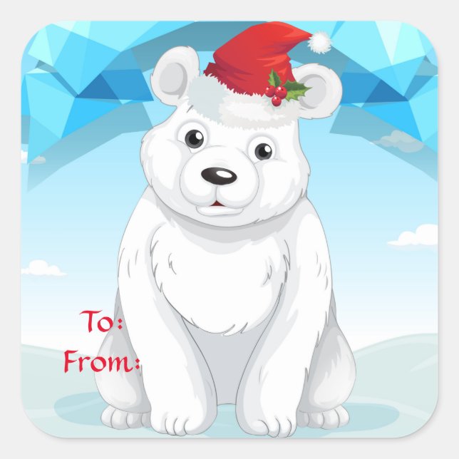 Christmas Gift Stickers-Polar Bear Square Sticker (Front)