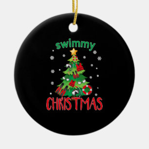 Christmas Gift Swimming Christmas Tree Christmas G Ceramic Ornament