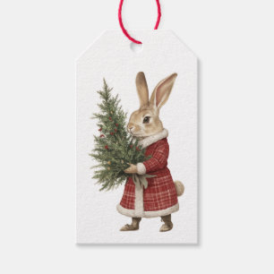 CHRISTMAS GIFT TAG CHRISTMAS TREE AND BUNNY