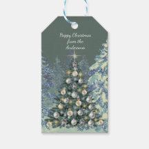 Christmas Gift Tag - Festive White Forest Design