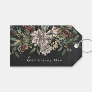 Christmas Gift Tag Floral Watercolor Chalkboard