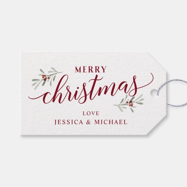 Christmas Gift Tag Holiday Ivy Greenery (Front (Horizontal))
