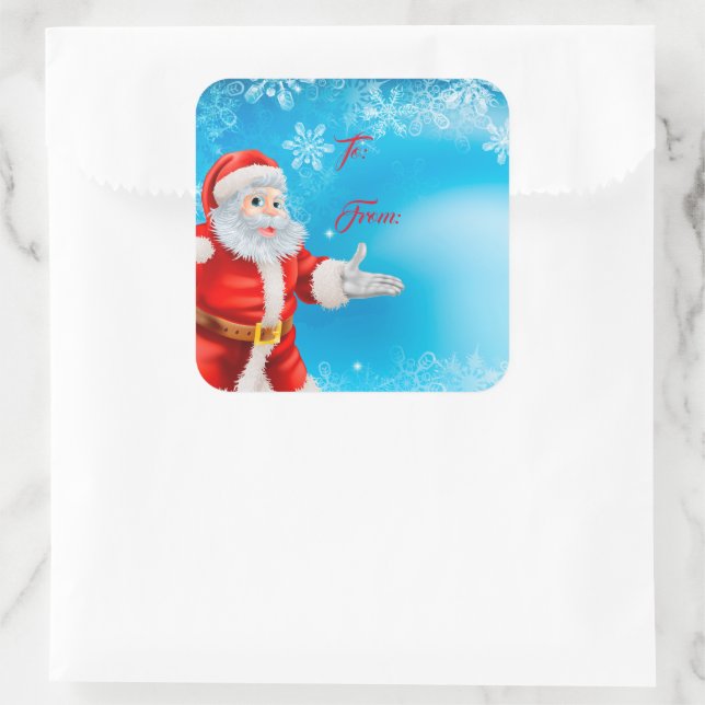 Christmas Gift Tag Sticker-Santa (Bag)