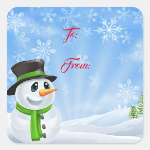 Christmas Gift Tag Sticker-Snowman