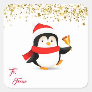 Christmas Gift Tag Stickers-Penguin