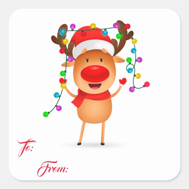 Christmas Gift Tag Stickers-Rudolph  (Front)