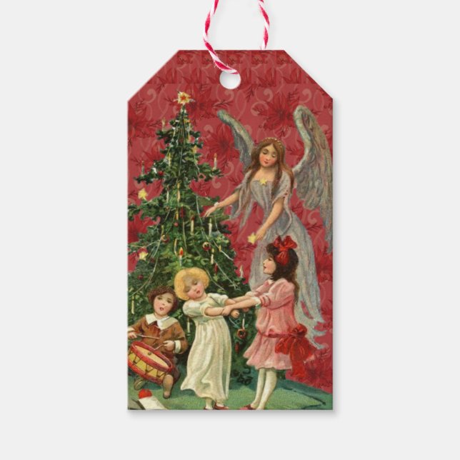 Christmas Gift Tag Victorian Angel Tree (Front)