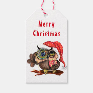Christmas Gift Tags Baby Owl with Gifts