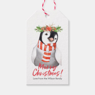 Christmas gift tags cute penguin