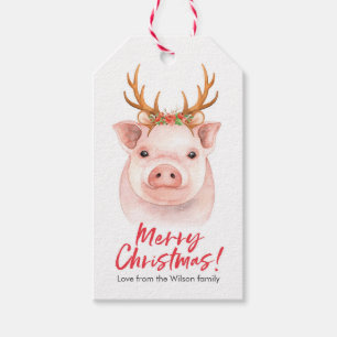 Christmas gift tags cute pig