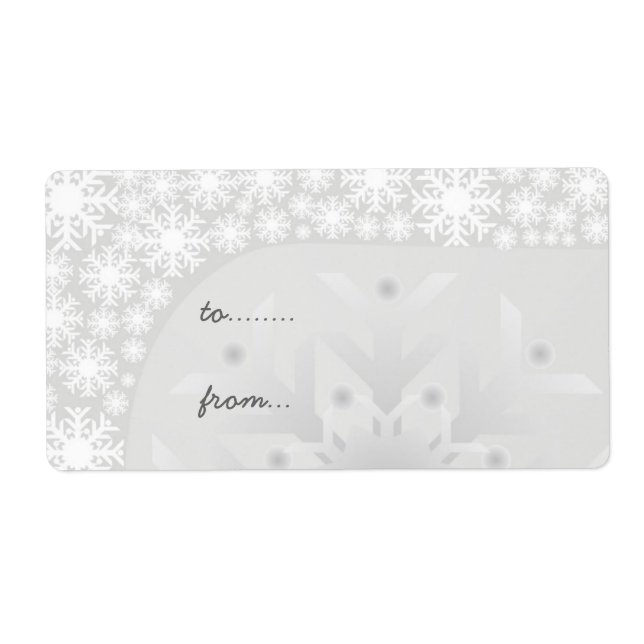 Christmas Gift Tags - Icy Grey Snowflakes (Front)