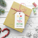 Christmas Gift Tags | Kraft Merry Everything<br><div class="desc">Festive Christmas gift tag features the phrase "Joy,  Love,  Peace and Merry Everything" in bold colours and modern type on a kraft / tan brown background with custom text that you can personalise. Golden yellow,  tangerine red / orange,  turquoise blue,  green and white design colours.</div>