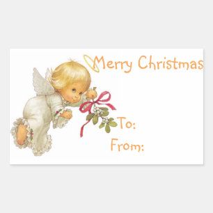 Christmas Gift Tags/Rectangle Stickers/Angel Rectangular Sticker