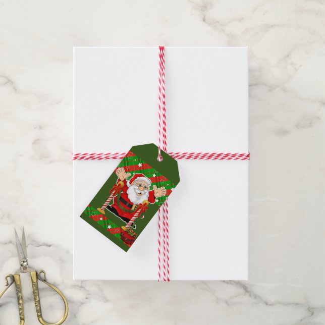 Christmas Gift Tags Santa Claus (With Twine)