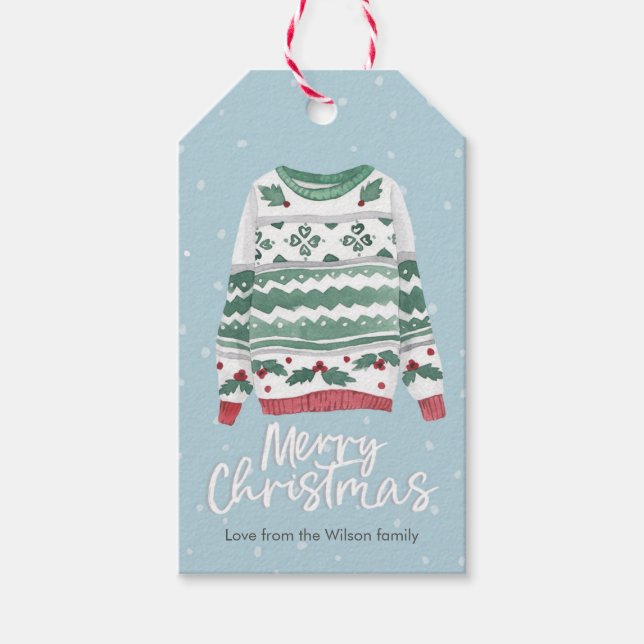 Christmas gift tags - ugly sweater (Front)