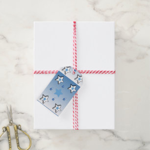 Christmas Gift Tags White & Blue Stars 