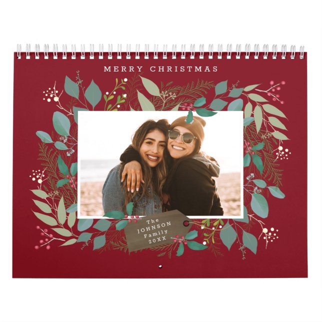 Christmas Gift Winter Foliage Red Green Photo Calendar (Cover)