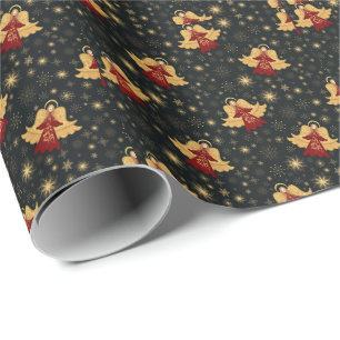 Christmas Gift Wrap - Angels & Starry Snowflakes 