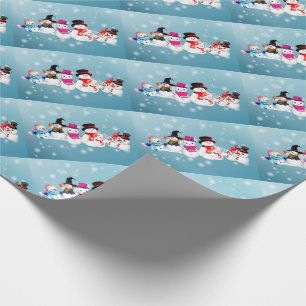 Christmas Gift Wrap/Blue Snowman Family Wrapping Paper