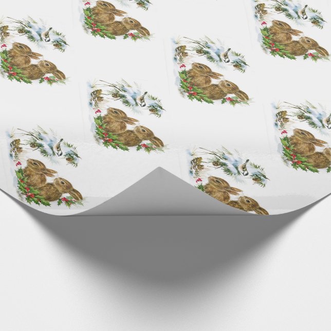 Christmas Gift Wrap/Bunnies and Birds Wrapping Paper (Corner)