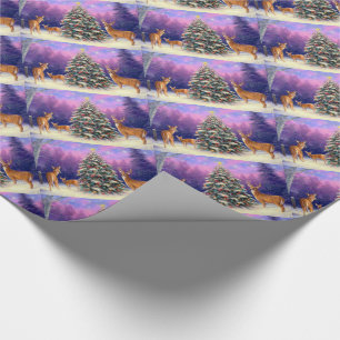 Christmas Gift Wrap/Deer and Christmas Trees Wrapping Paper