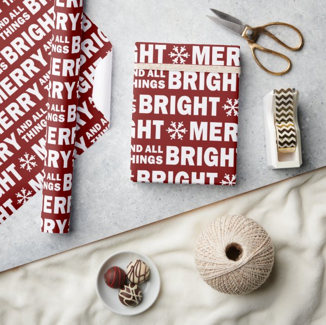 Christmas Gift Wrap | Merry and Bright Dark Red (Crafts)
