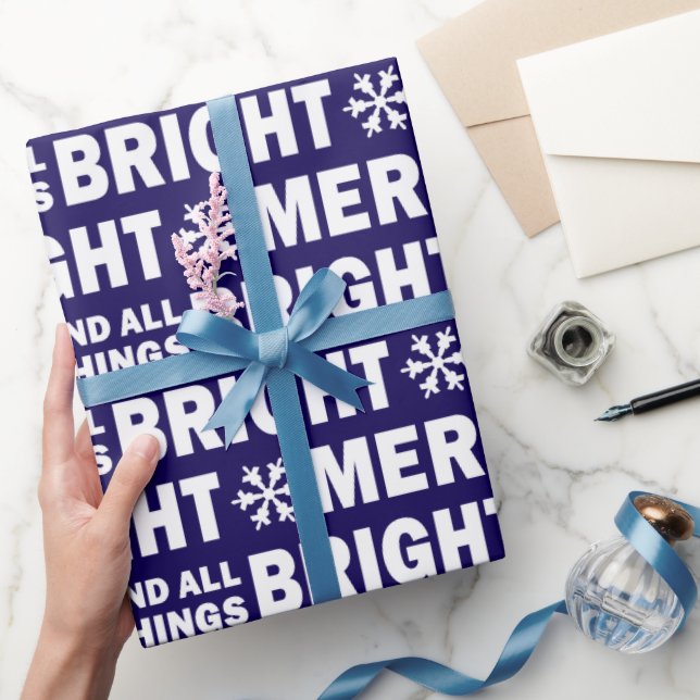 Christmas Gift Wrap | Merry and Bright Navy White (Gifting)