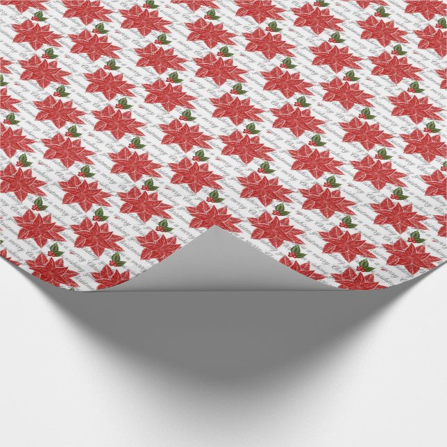Christmas Gift Wrap/Pointsettas Wrapping Paper (Corner)