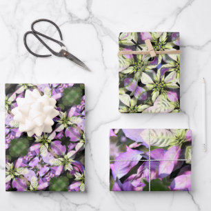 Christmas Gift Wrap Sheets - Lavender Poinsettia