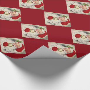 Christmas Gift Wrap/Vintage Santa with Candle Wrapping Paper