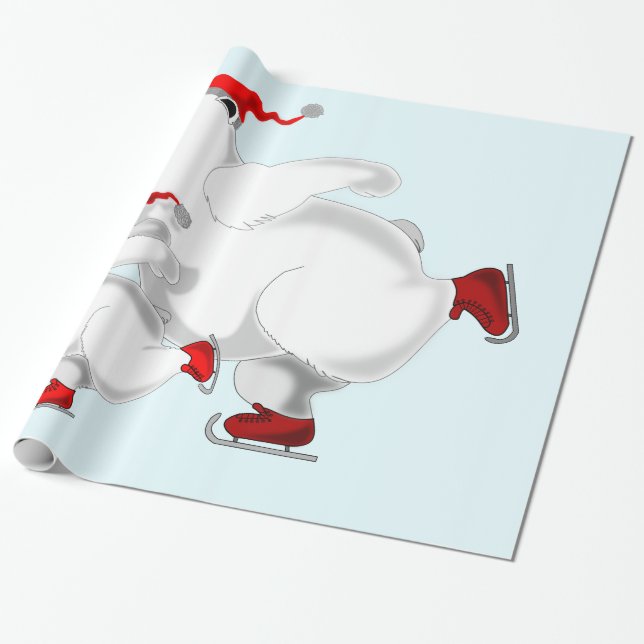 Christmas Gift Wrapping Paper with Happy Bears (Unrolled)