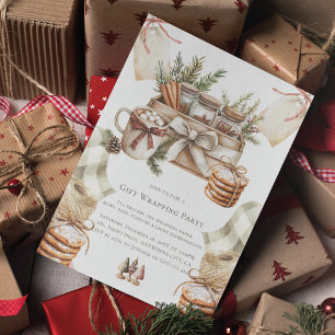 Christmas Gift Wrapping Party Watercolor Invitation