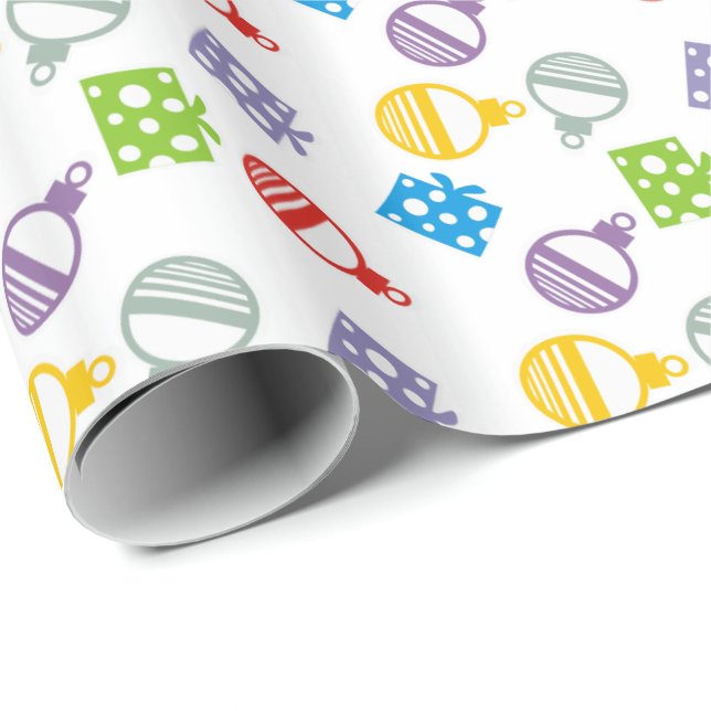 Christmas gifts and balls pattern holiday wrapping paper (Roll Corner)