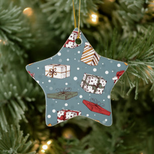 Christmas gifts ceramic ornament