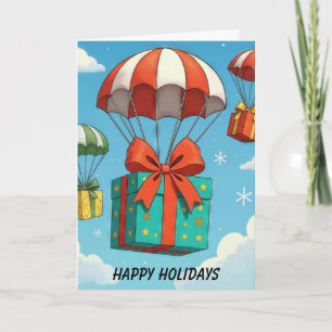 Christmas Gifts Delivered By Parachutes Card