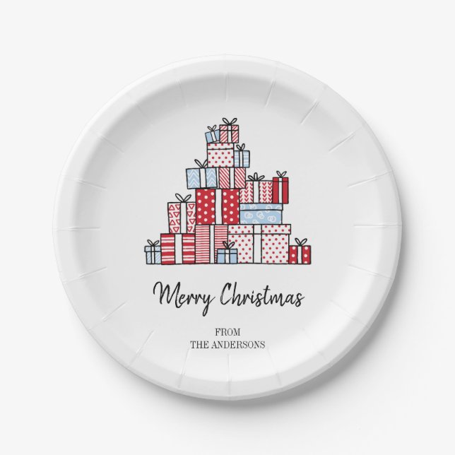 Christmas Gifts Holiday Paper Plates (Front)